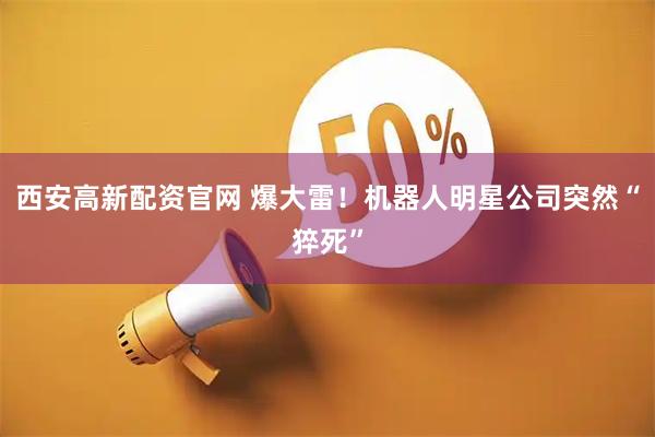 西安高新配资官网 爆大雷！机器人明星公司突然“猝死”